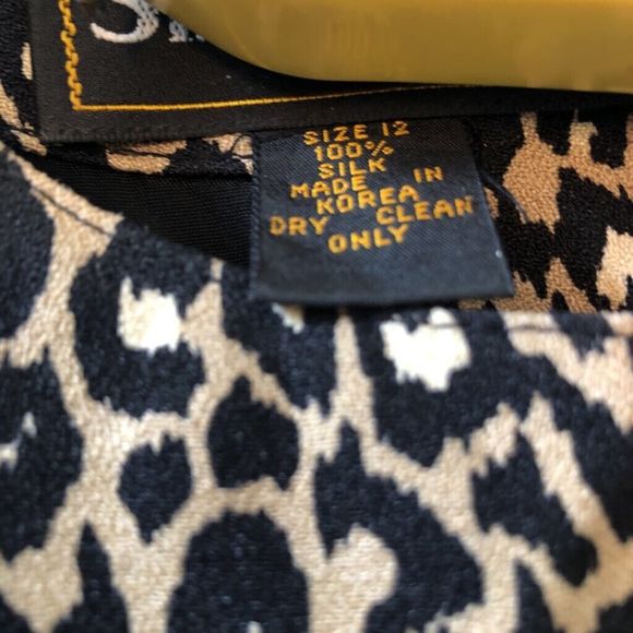 St Gillian Womens Dress Black Leopard Print Ruffles Jewel Neck Long Sleeve 12 - Picture 6 of 8